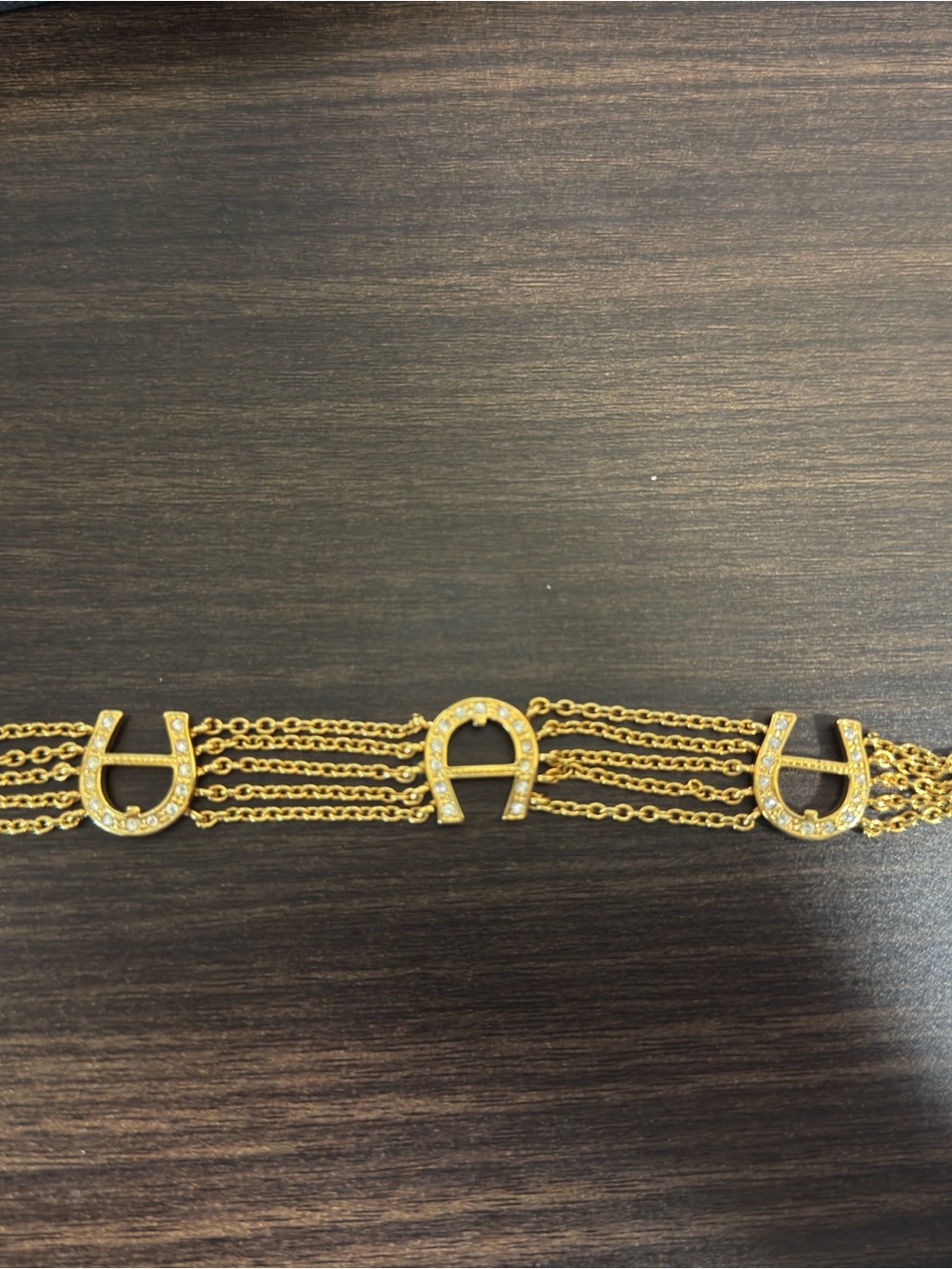 Gold Crystal Horseshoe Multi-Chain Bracelet - Women Jewelry